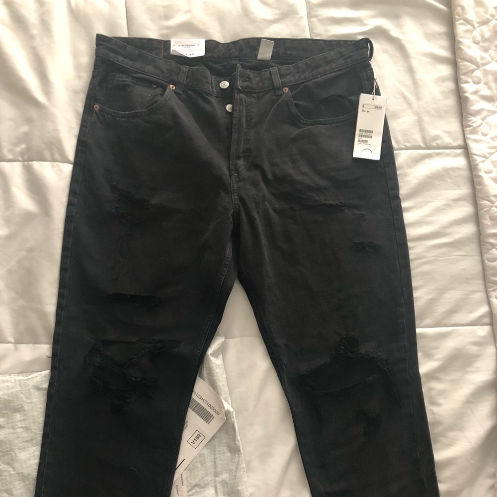 Black Jeans - H&M Boyfriend Low Ripped Jeans